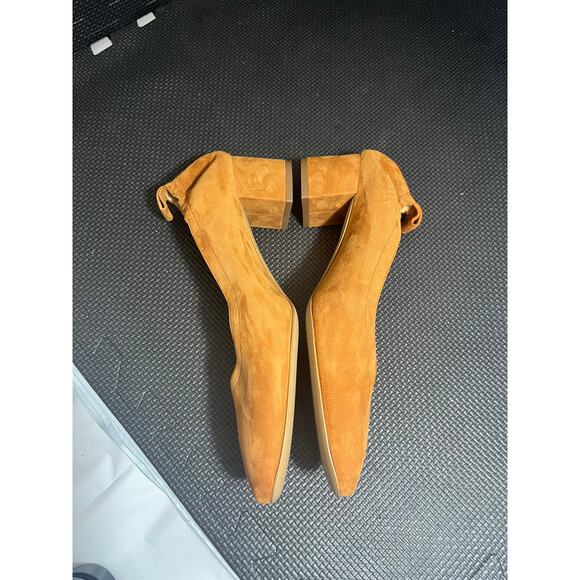 Everlane The Day Heel Women 11 Orange Suede Leather Pumps Cinch Heel Block Shoes - Picture 4 of 7